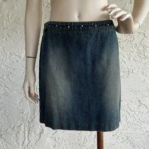 Ralph RALPH LAUREN Jean Skirt Vintage Blue Denim Studded Mini Size 4